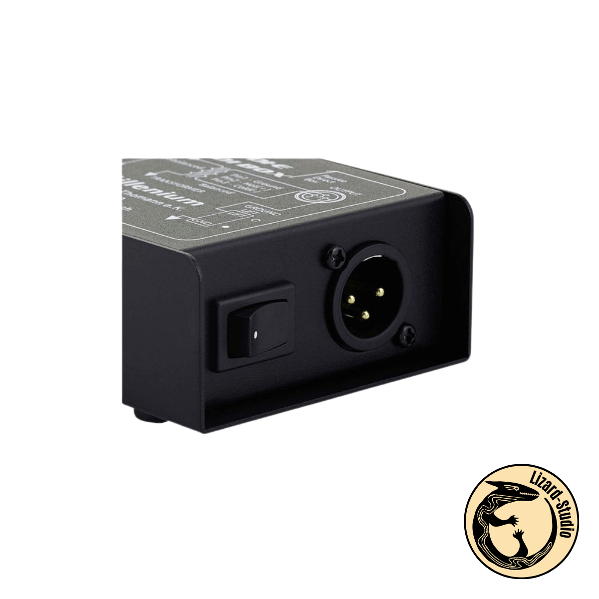 Zbliżenie na wyjście OUT DI-boxa Millenium DI-E – gniazdo XLR i włącznik uziemienia, Warszawa