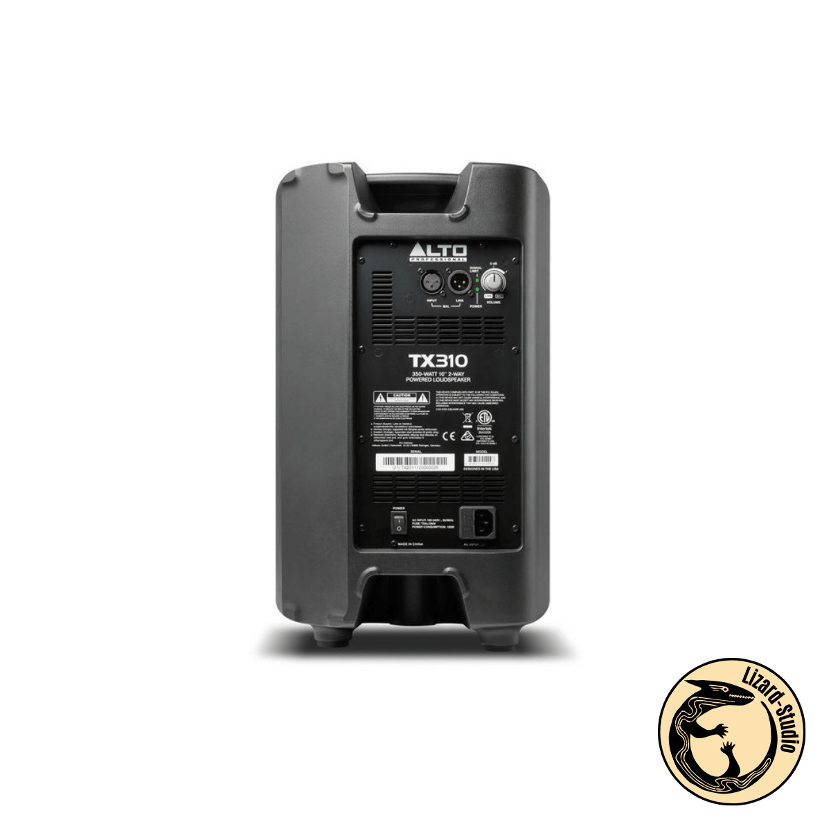 Panel tylny kolumny Alto TX310 z wejściami i pokrętłami głośności, Warszawa