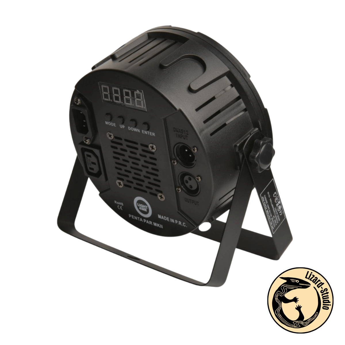 Tył lampy Light4Me Penta PAR 8x12W MKII po skosie – panel programowania i złącza DMX, Warszawa
