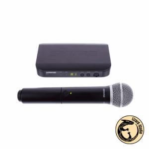 Mikrofon Shure BLX24E/PG58 leżący przy stacji odbiorczej – zestaw, Warszawa