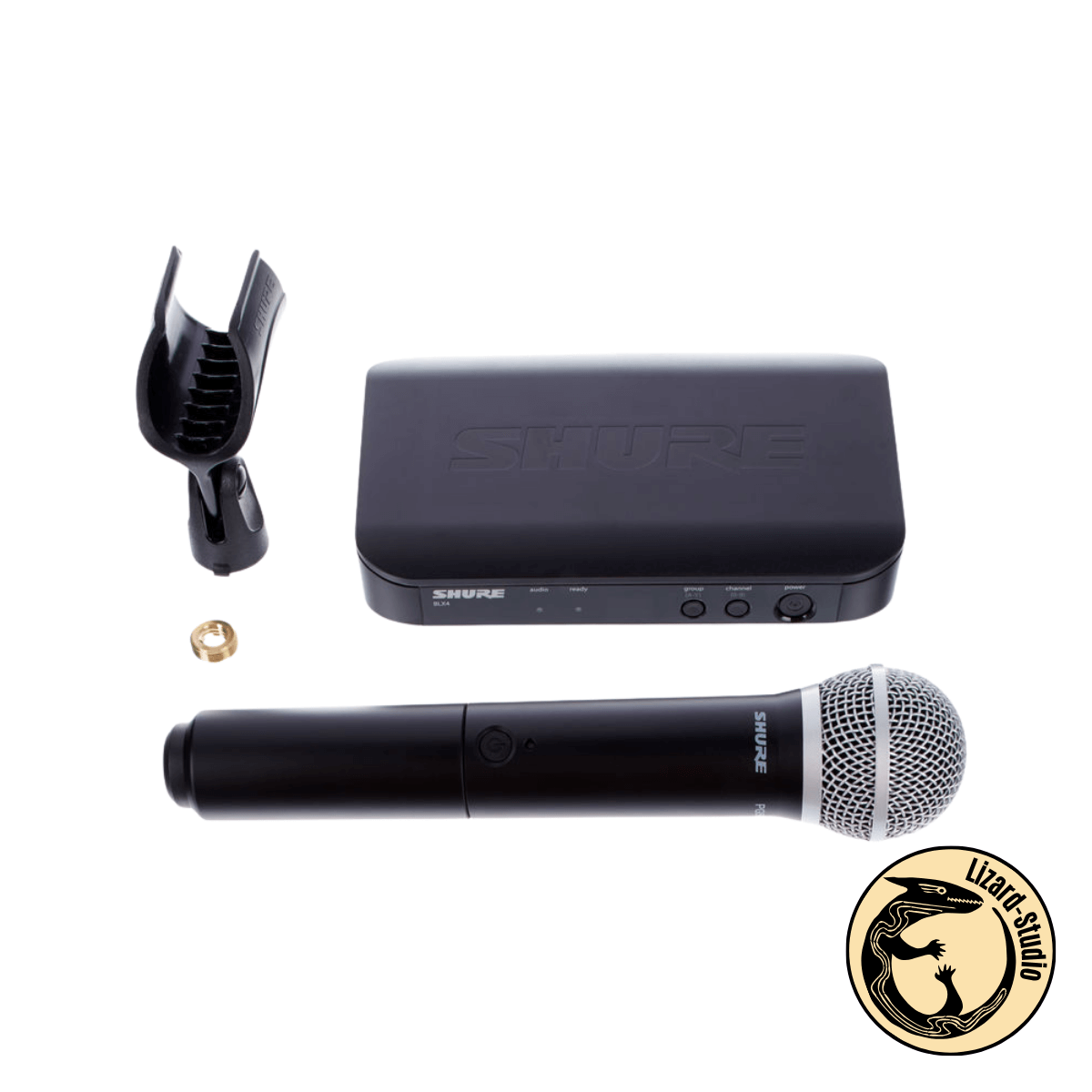 Mikrofon, stacja i uchwyt – pełny zestaw Shure BLX24E/PG58, Lizard-Studio Warszawa