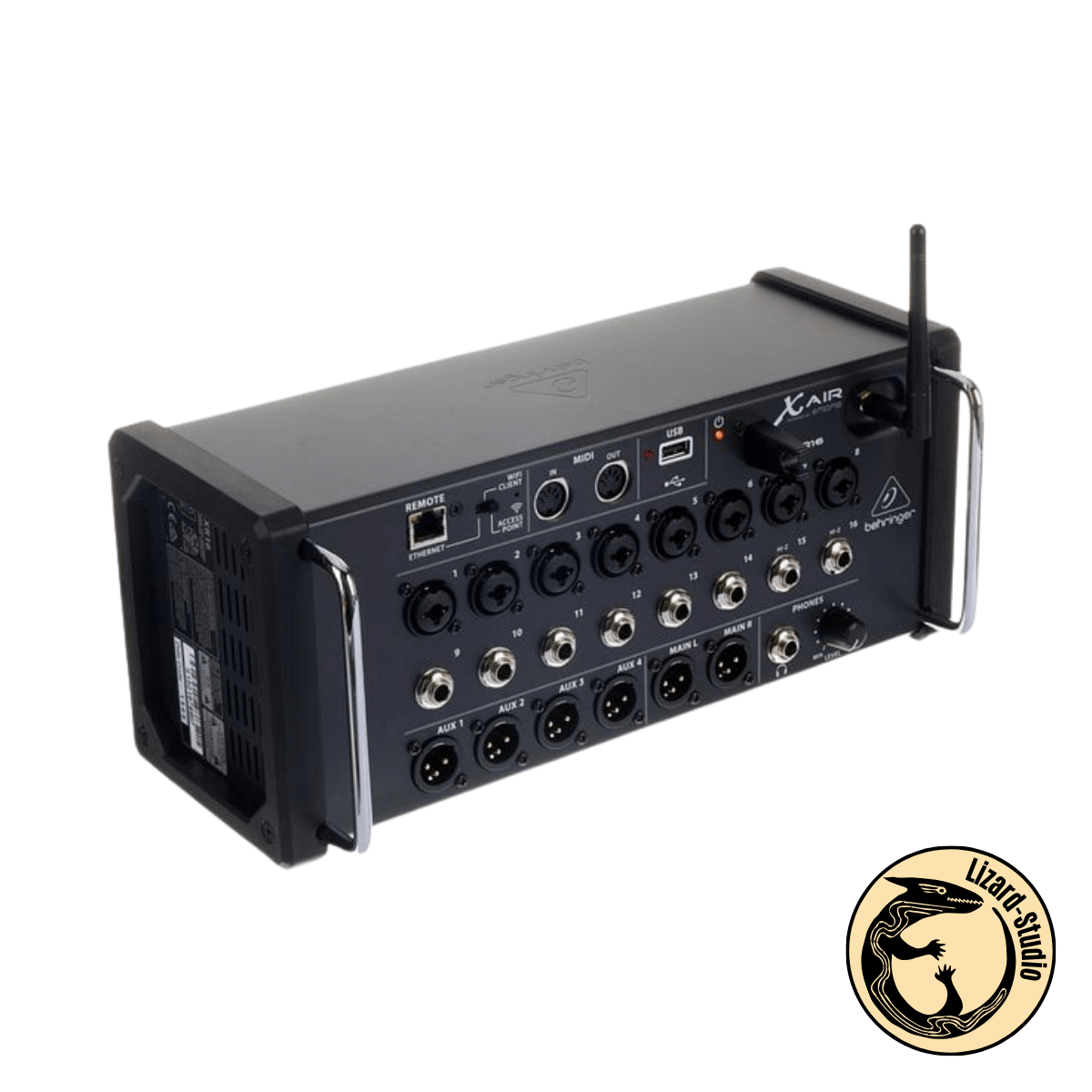 Mikser Behringer XR16 X Air ujęty po skosie z prawej strony, Warszawa